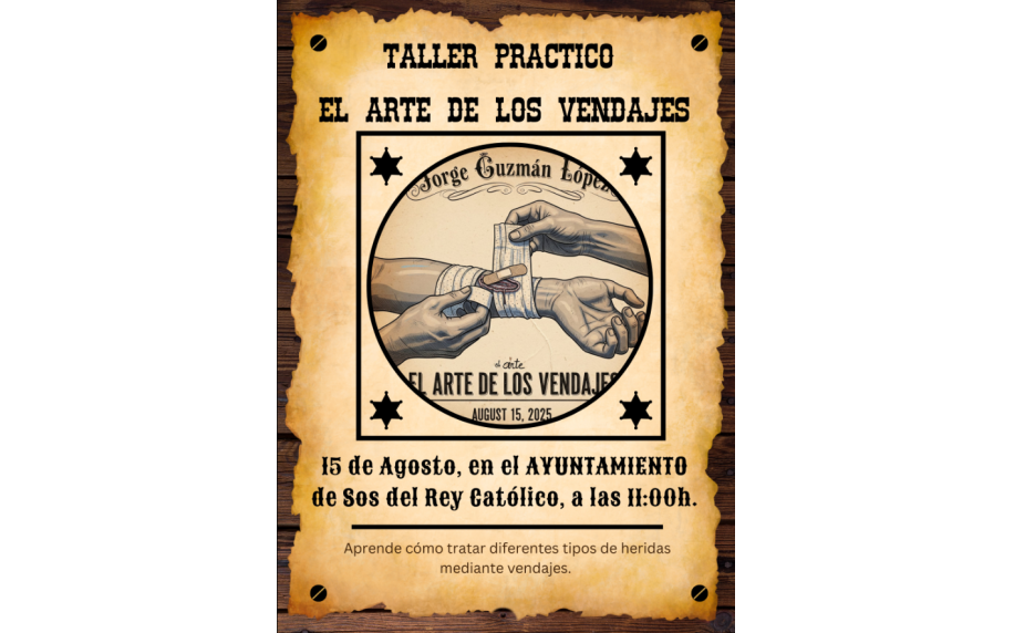 TALLER PRÁCTICO, EL ARTE DE LOS VENDAJES. 15 DE AGOSTO
